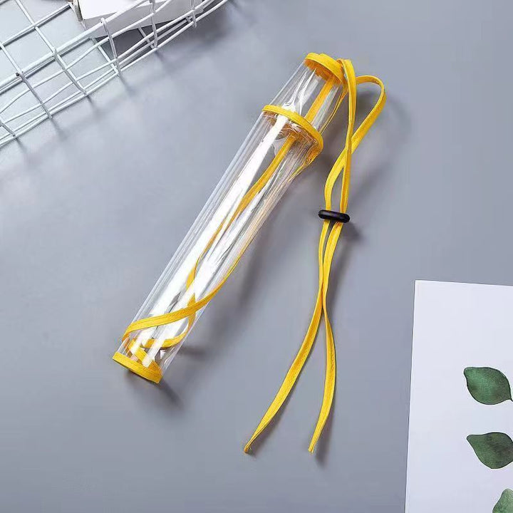 Simple, effective translucent umbrella cover. Keeps wet umbrellas contained, preventing drips. Perfect rain accessory.
