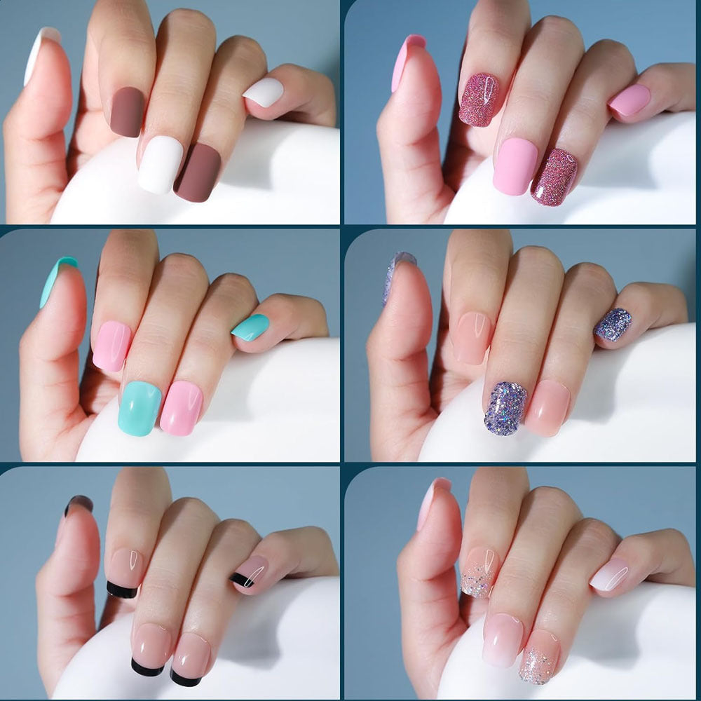 Easy-to-apply reusable press-on nails with stylish designs, perfect for a quick, trendy nail art transformation.