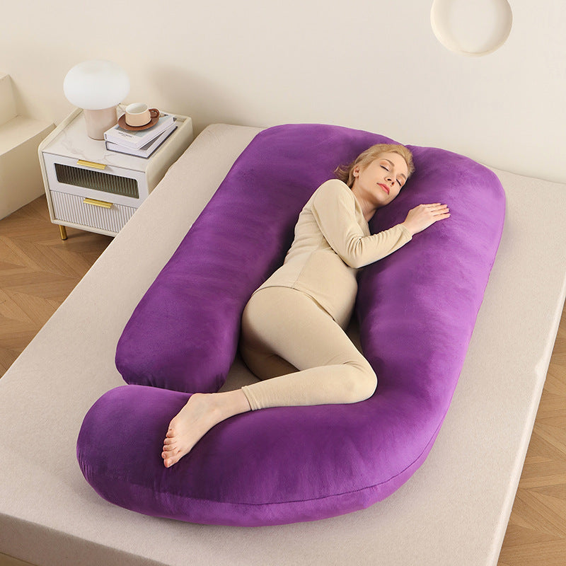 Deep sleep U-shaped full body pillow for pain relief and comfort.