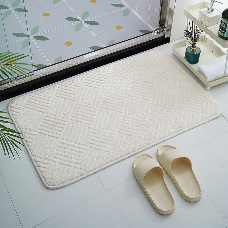 Plush unisex ultra-absorbent shaggy bathroom rug. A quick-dry cotton bath mat for comfort and home decor.