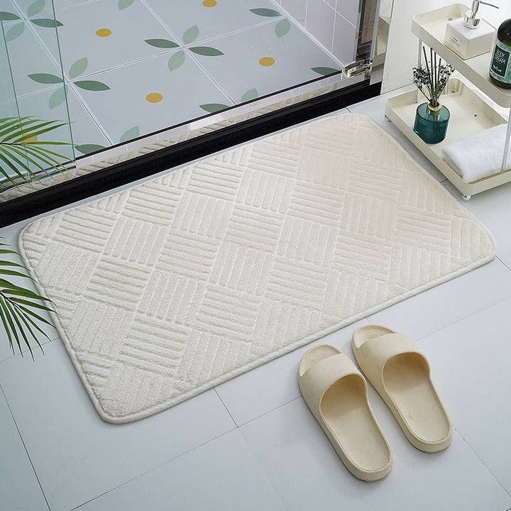 Plush unisex ultra-absorbent shaggy bathroom rug. A quick-dry cotton bath mat for comfort and home decor.
