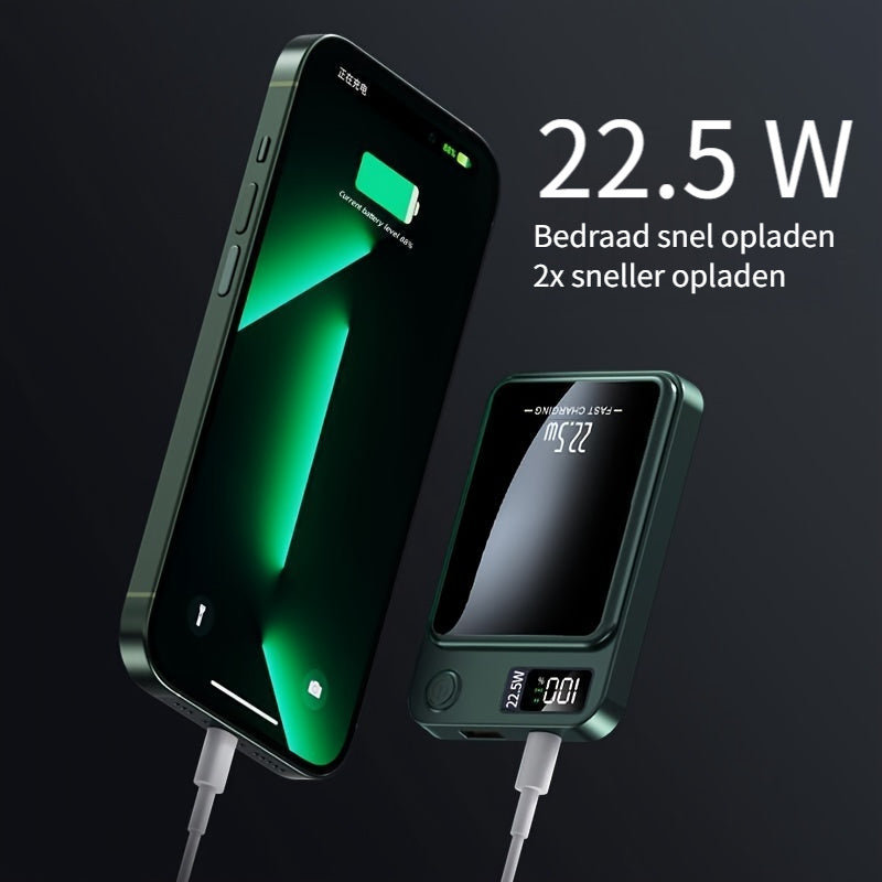 Securely attachable magnetic power bank, 10000mAh fast wireless charger, perfect for travel.