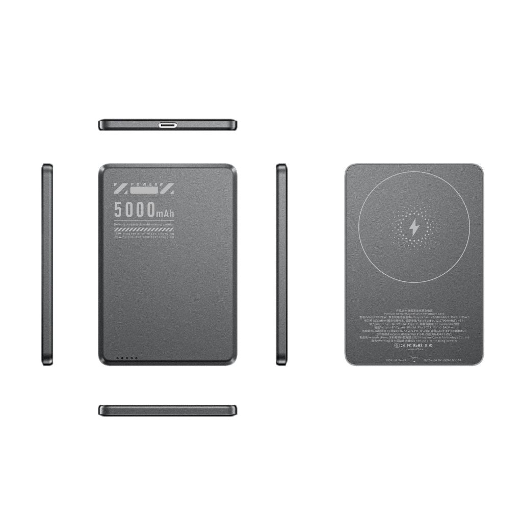 Portable charger: Ultra-slim magnetic wireless power bank for modern tech.