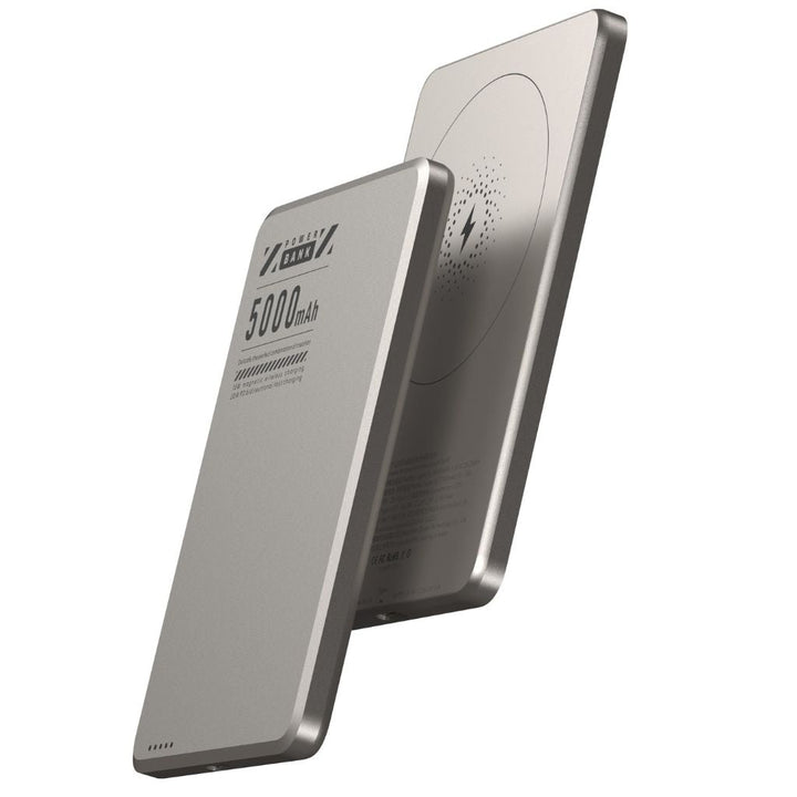 Wireless portable charger featuring magnetic attachment and slim profile.