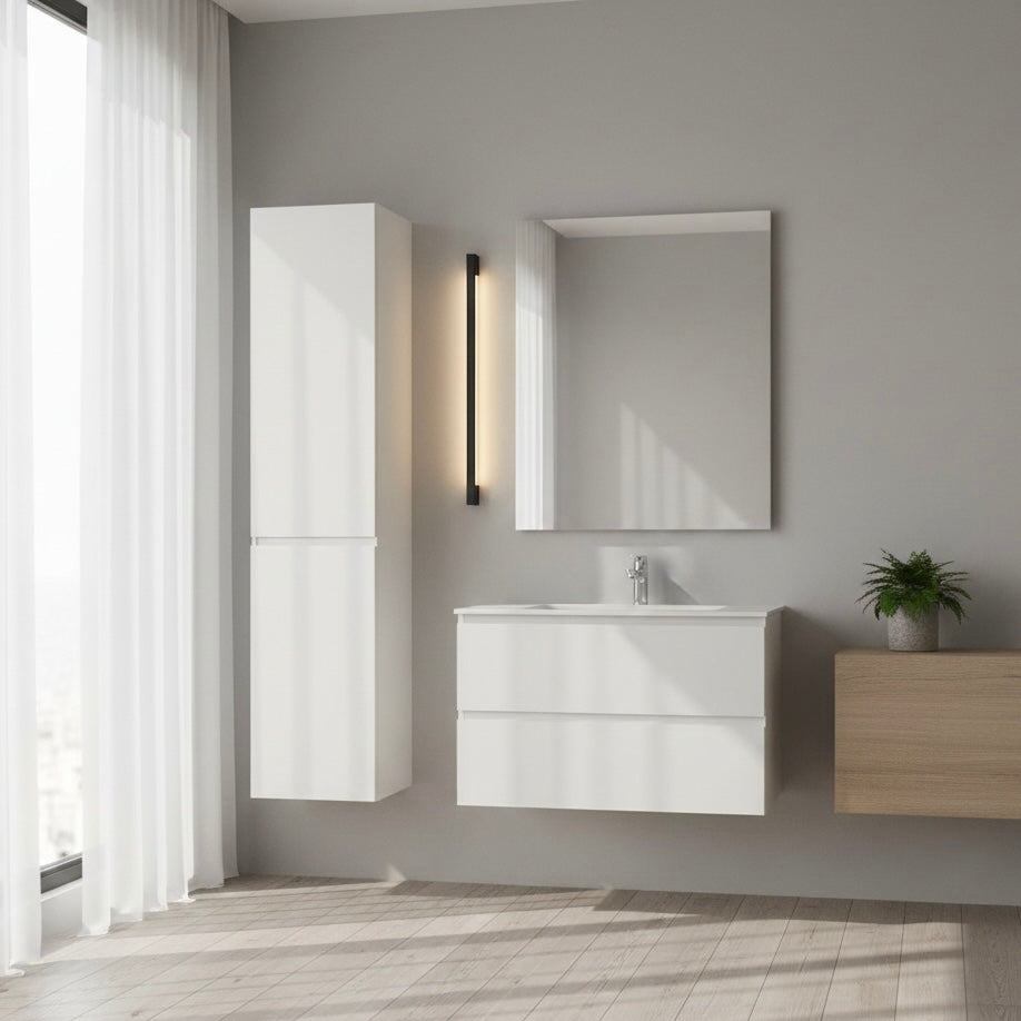 Modern LED wall sconce. Contemporary linear light for indoor home accent. Dimmable, energy-efficient design.