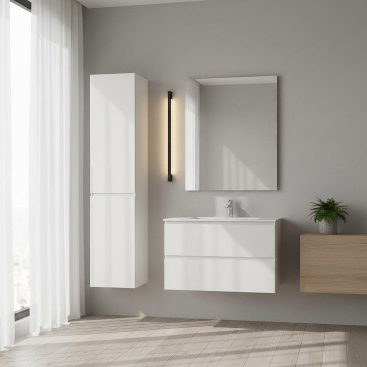 Modern LED wall sconce. Contemporary linear light for indoor home accent. Dimmable, energy-efficient design.