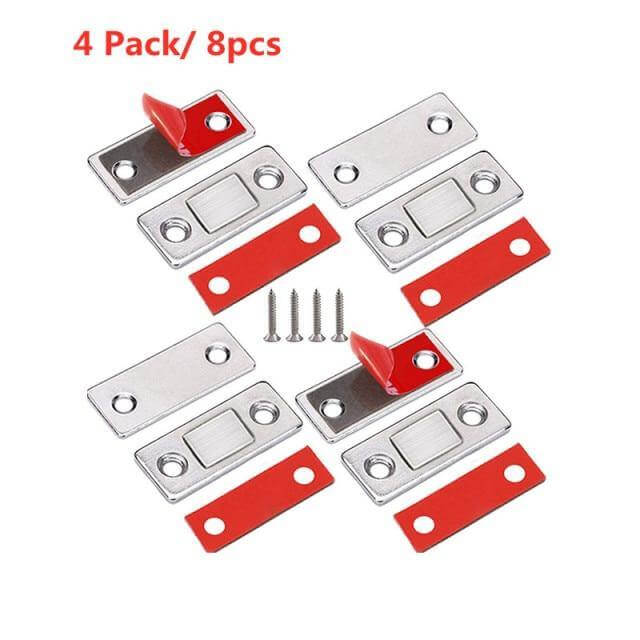 Ultra-thin home cabinet magnetic door latch, strong hold for secure closure & easy install.