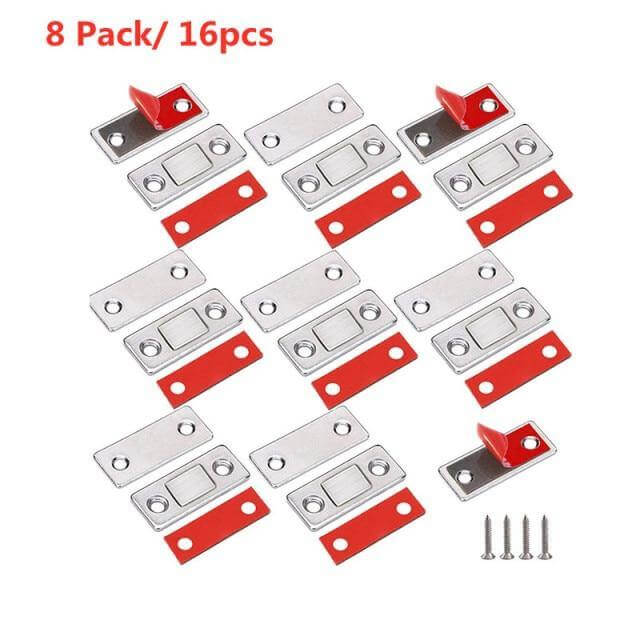 Keep cabinets & drawers securely closed with this ultra-thin, strong hold magnetic door latch. Easy install.