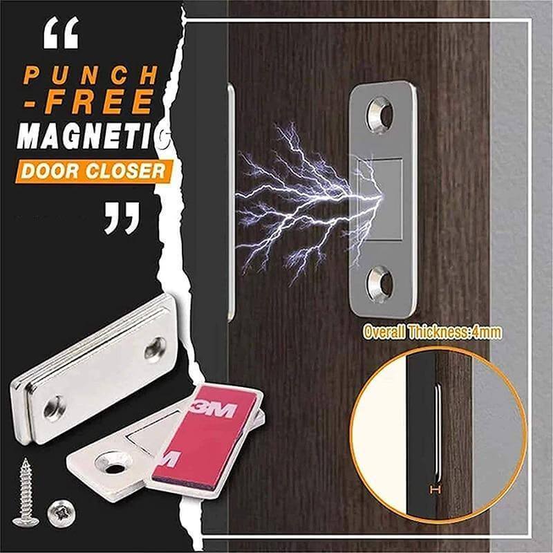 Easy install magnetic door latch for cabinets, ultra-thin & strong hold, perfect for home renovation.