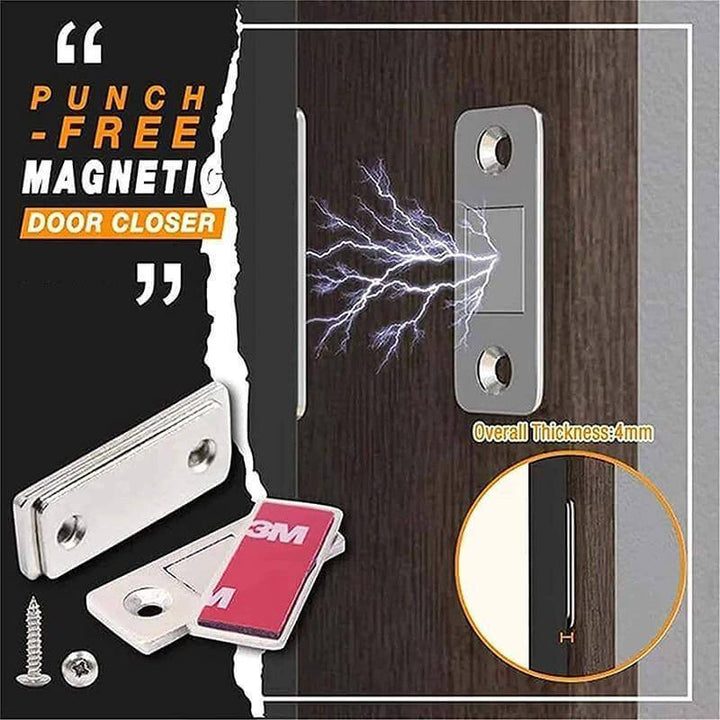 Easy install magnetic door latch for cabinets, ultra-thin & strong hold, perfect for home renovation.