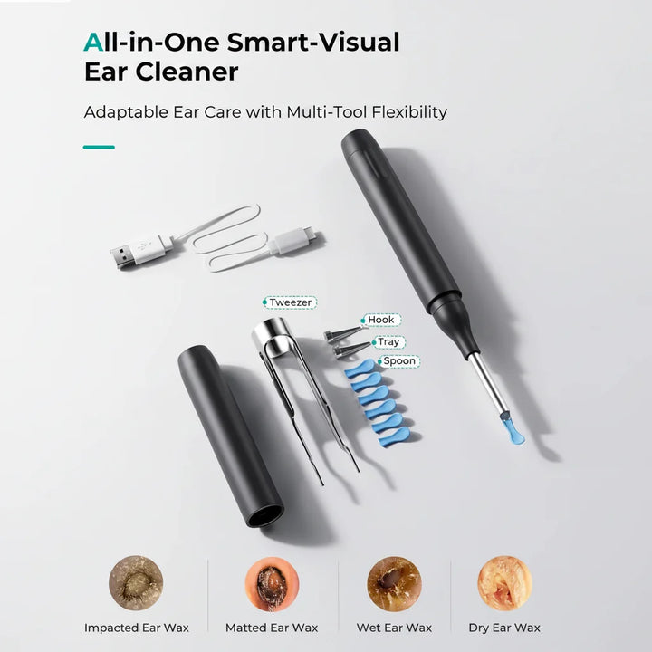 Compact rechargeable 1080P Wi-Fi ear camera, ideal for portable ear inspection & personal care for family.
