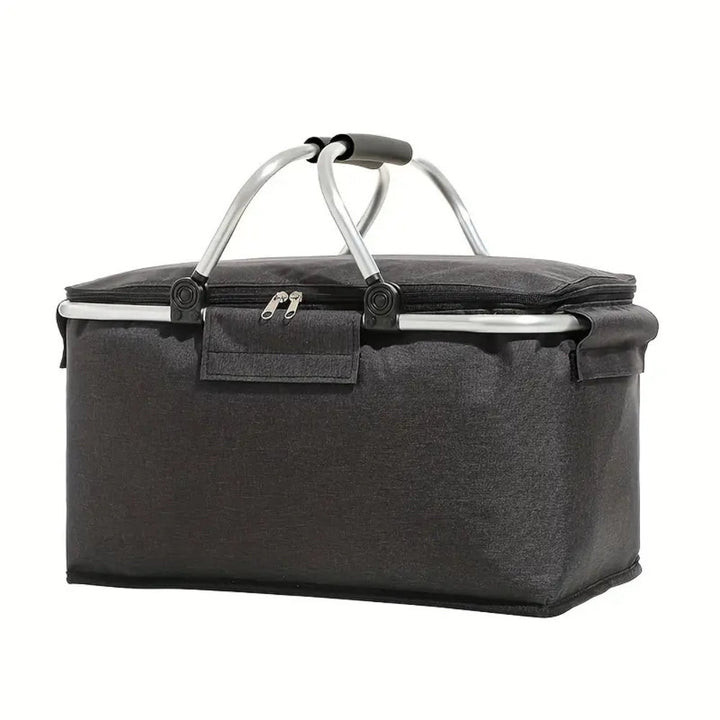 Unisex 18L portable collapsible cooler basket for picnics & camping, insulated food storage.