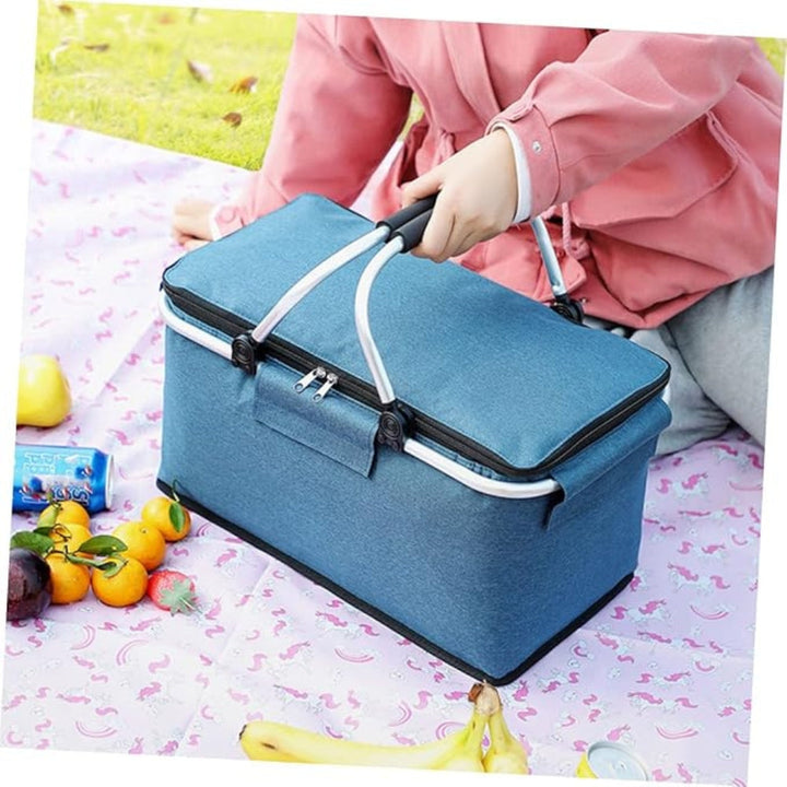 Collapsible 18L cooler basket with sturdy handles, ideal for outdoor travel, picnics, and camping.
