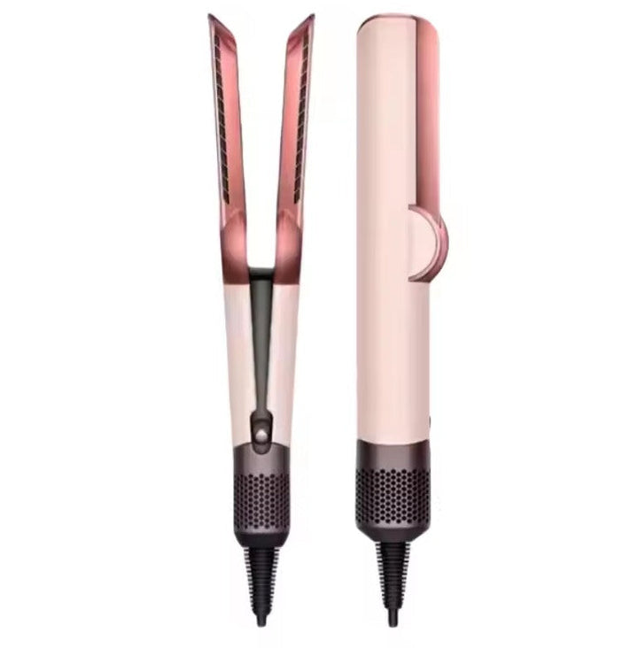 Portable 2-in-1 hair dryer and straightener, ideal for achieving smooth, straight hair with less frizz.