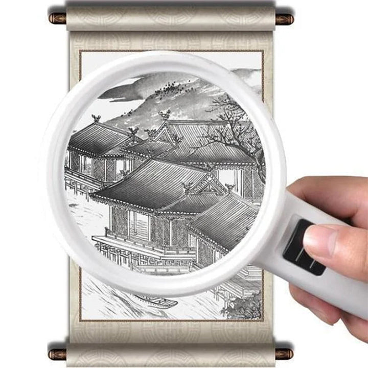 High-power 30x LED reading aid magnifying glass for enhanced vision and close-up work.