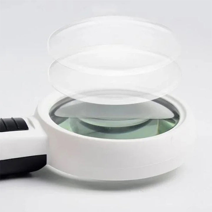 Clear view 30x magnifier with built-in LED light, great for seniors reading books & maps.