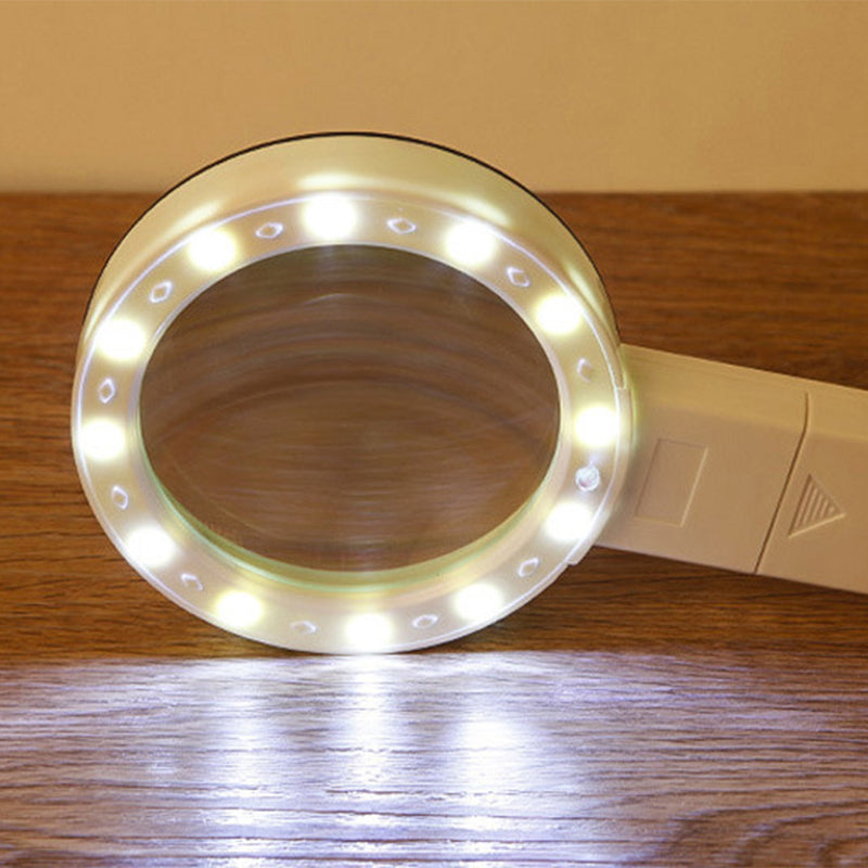 Ergonomic 30x LED reading magnifier, a powerful vision tool for precision tasks.