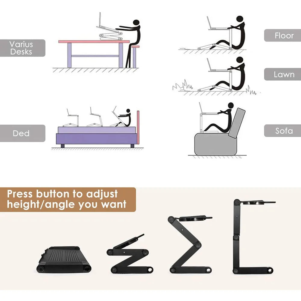 Versatile 360° adjustable laptop & tablet stand. Ergonomic design for a healthier home office desk setup & better posture.
