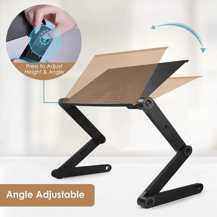 Fully 360° adjustable ergonomic laptop stand, perfect for achieving optimal screen height & angle for home office work.