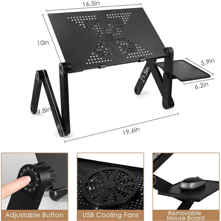 Tech accessory: ergonomic laptop stand with ventilation & 360° adjustability for cool, comfortable & productive work.