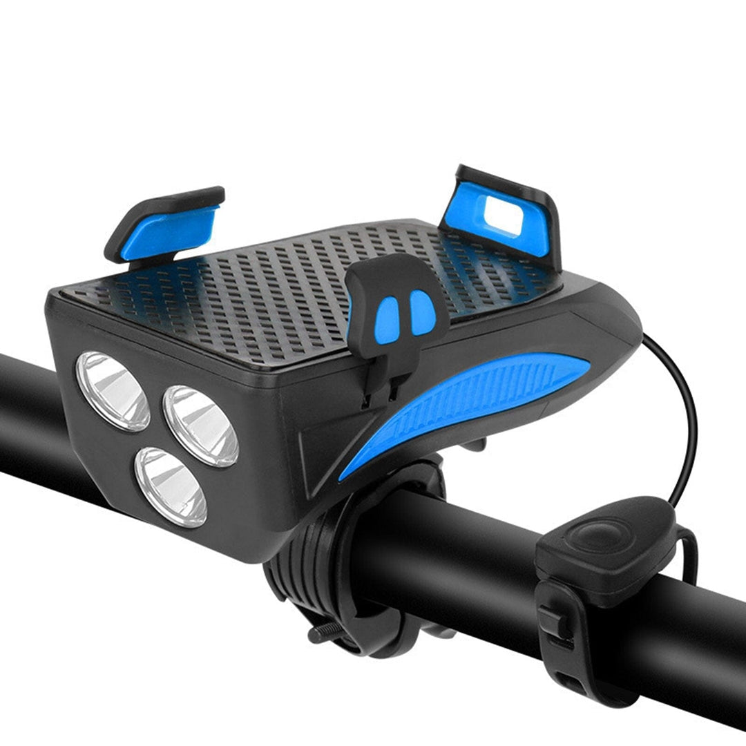 Essential bicycle accessory: 4-in-1 LED light, phone mount, power bank & horn for enhanced cycling safety.