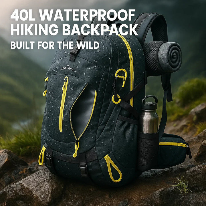 40L waterproof camping backpack, lightweight and durable for extended outdoor adventures.