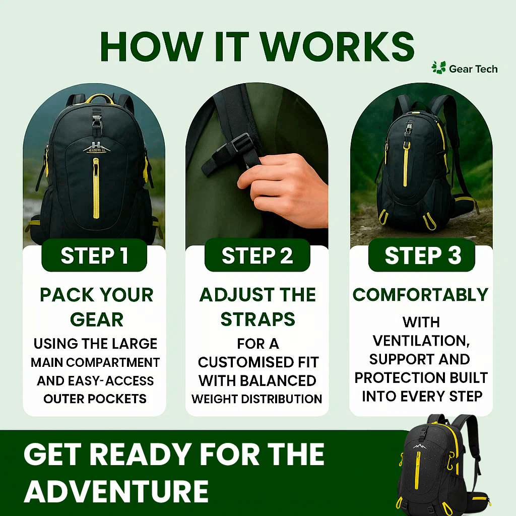 Unisex 40L waterproof adventure backpack, durable and lightweight for all outdoor activities.