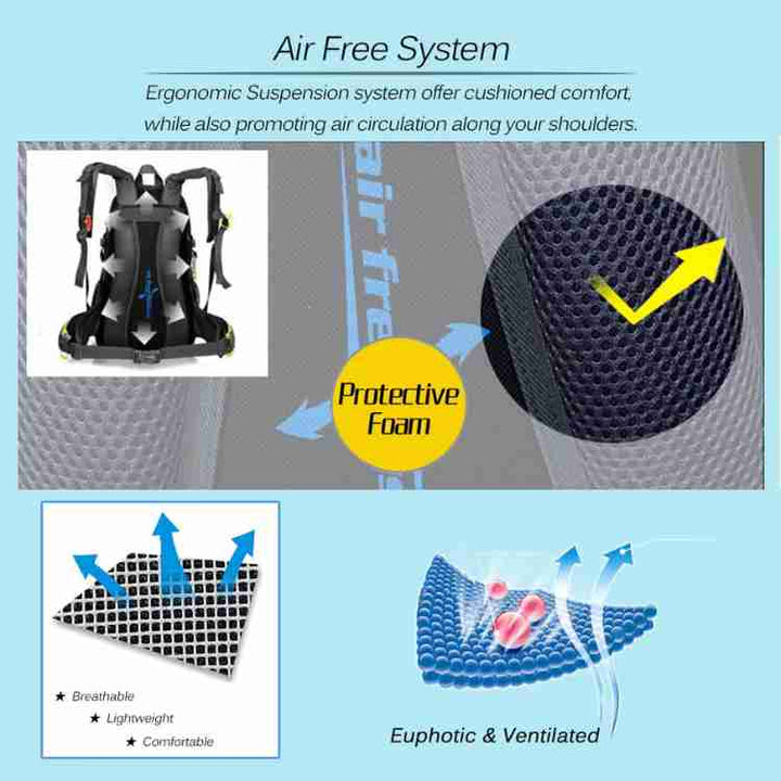 Versatile 40L adventure backpack, waterproof for hiking, camping, and all outdoor gear essentials.