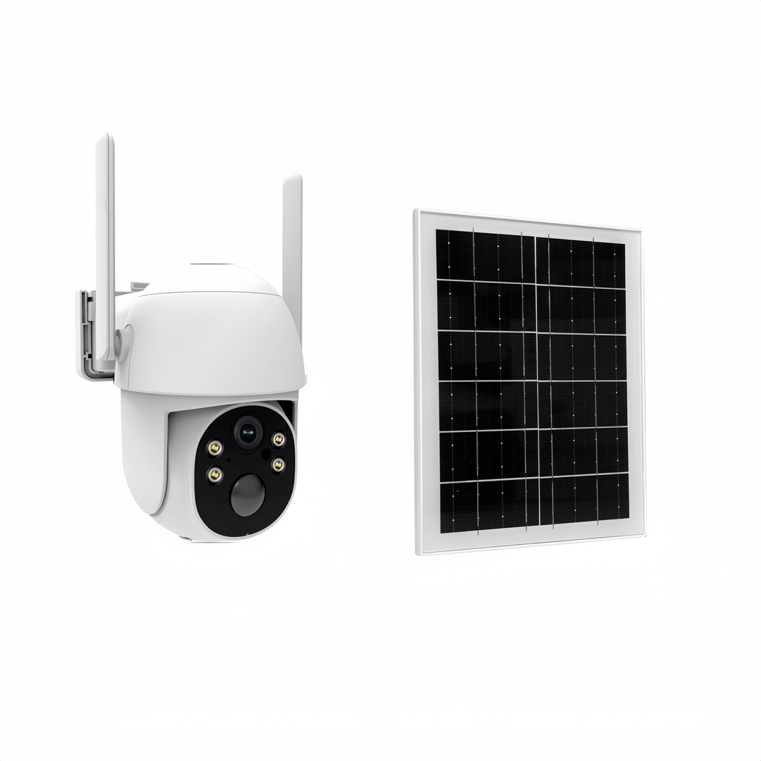 Wireless solar security camera for off-grid outdoor surveillance. Features 4G LTE, 2K HD video & AI motion.