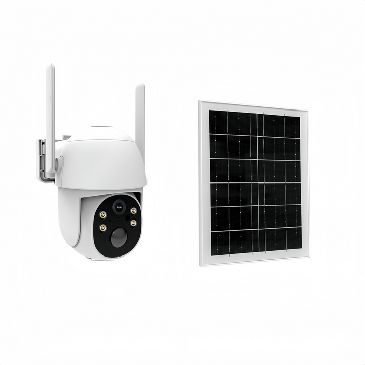 Wireless solar security camera for off-grid outdoor surveillance. Features 4G LTE, 2K HD video & AI motion.