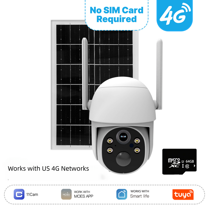 2K HD solar security camera with 4G LTE for off-grid monitoring. Features AI motion detection & weatherproof build.