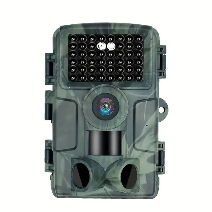 Motion-activated 4K trail camera capturing crisp wildlife footage, featuring advanced night vision capabilities.