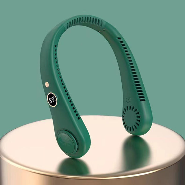 Summer essential: Portable 5-speed bladeless neck cooling fan. Hands-free & rechargeable for anyone.