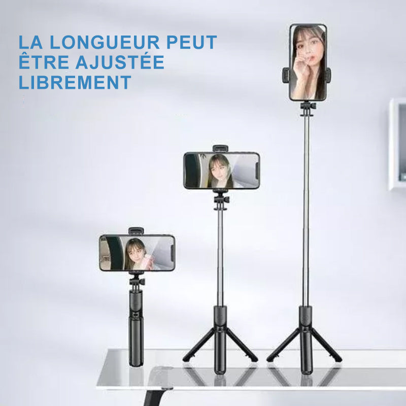 Unisex portable Bluetooth mobile phone holder & tripod, offering adjustable angles and bright fill light.