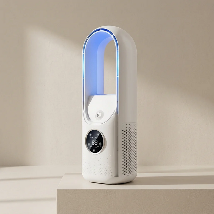 Unisex 6-Speed Bladeless Personal Air Cooler with Humidifier. Perfect for home or office air comfort.