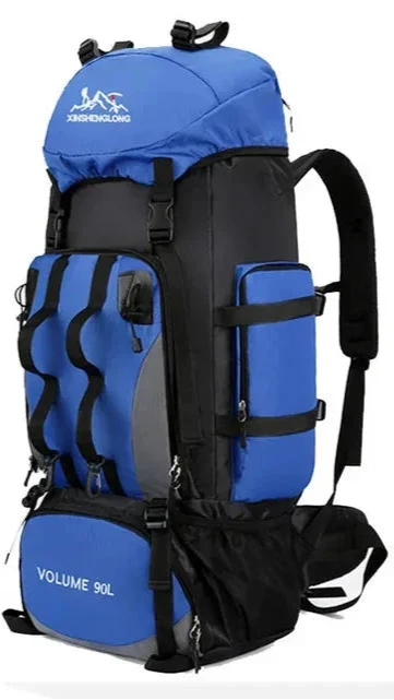 Breathable back panel of a 90L unisex hiking & camping backpack, designed for ventilation & comfort.