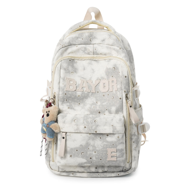 Organized unisex abstract school bag & travel backpack, featuring spacious compartments for daily adventures.