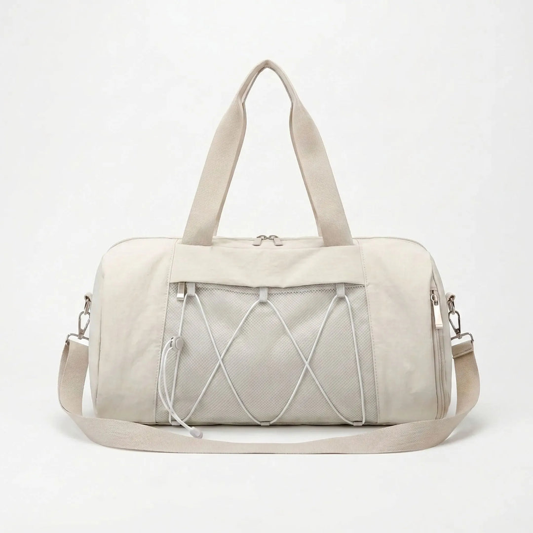Compartment duffel bag for active lifestyles, featuring a dedicated shoe compartment, perfect for gym or sports.