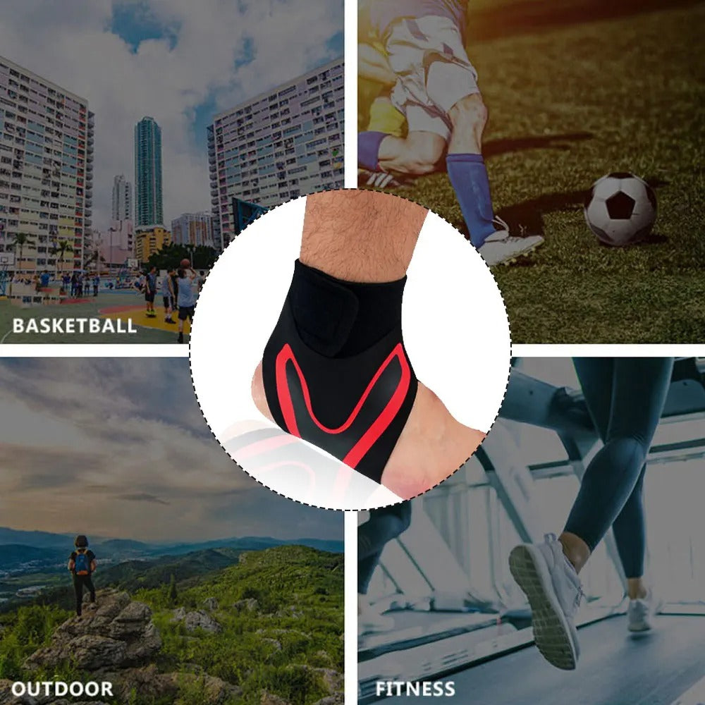 Unisex athletic ankle support brace with adjustable compression for sprains, injuries & recovery.