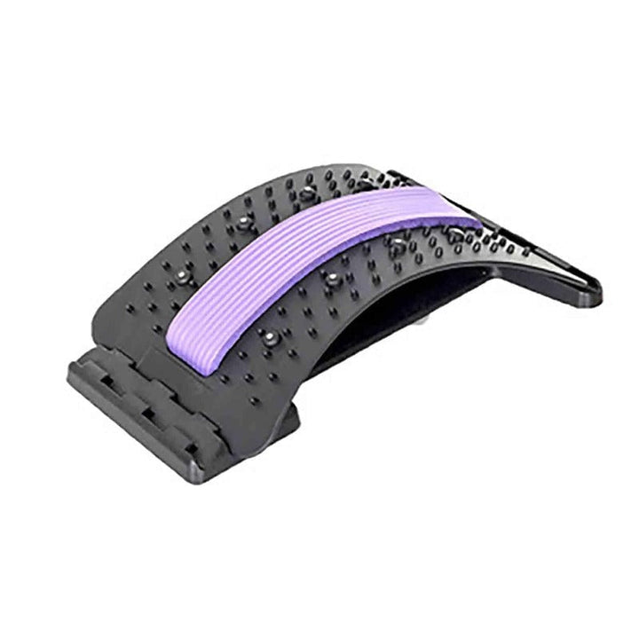 Acupressure lumbar back stretcher, adjustable for customizable pain relief, decompression & posture aid.