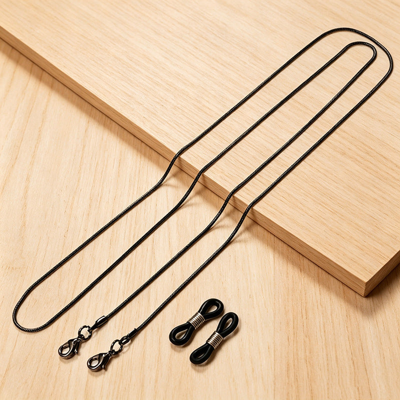 Fashionable metallic glasses lanyard, adjustable and secure. Unisex accessory for sunglasses.