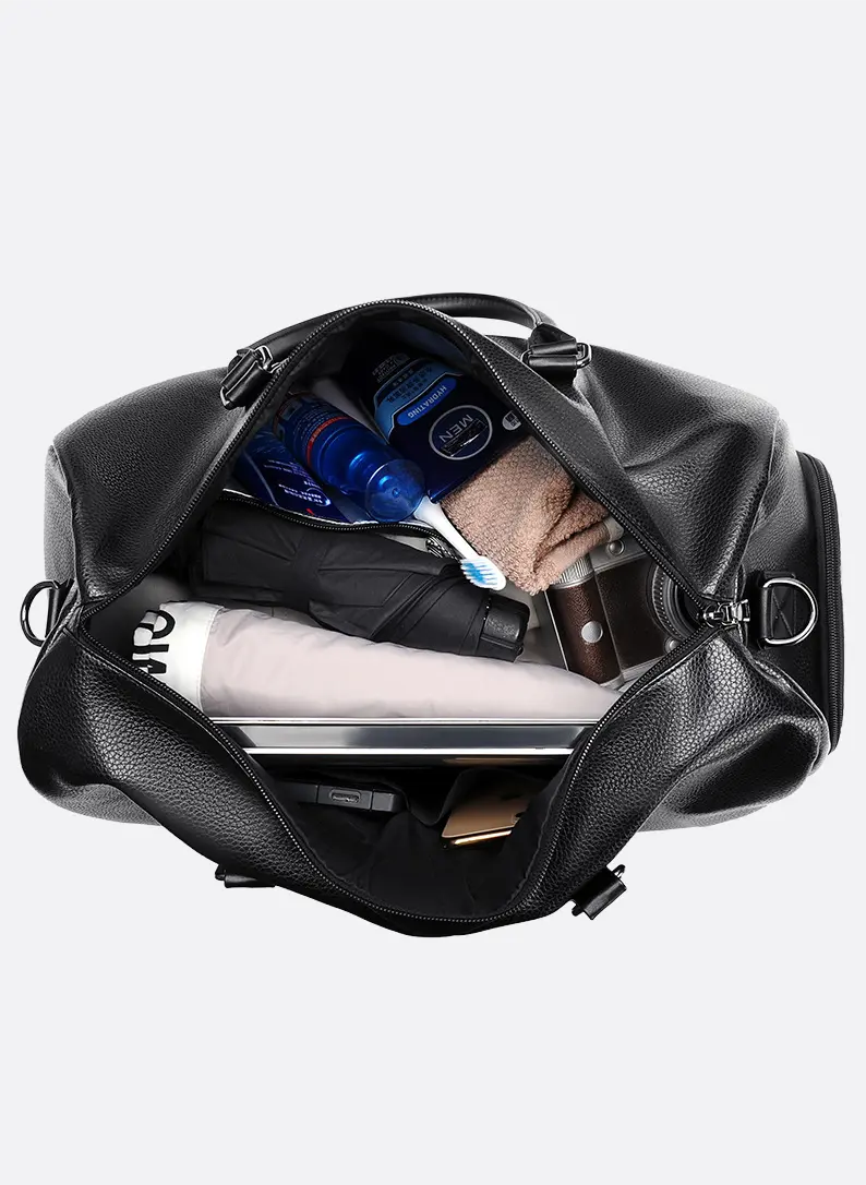 Stylish brown unisex duffel bag for gym, travel, and sports. Perfect weekender and workout bag.