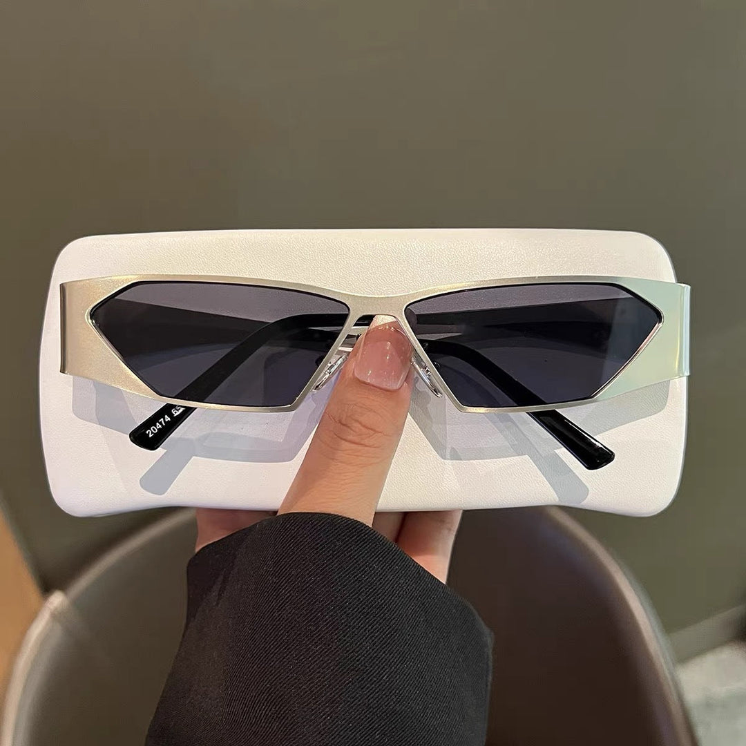 Unisex angular frame designer sunglasses, perfect for a stylish, modern look & UV protection.