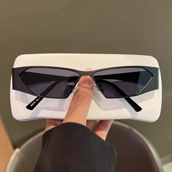 Elegant brown angular frame unisex sunglasses. Designer eyewear offering UV protection & a stylish look.