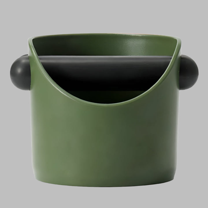 Anti-slip coffee knock box for quick, mess-free espresso grounds disposal. Essential barista tool.