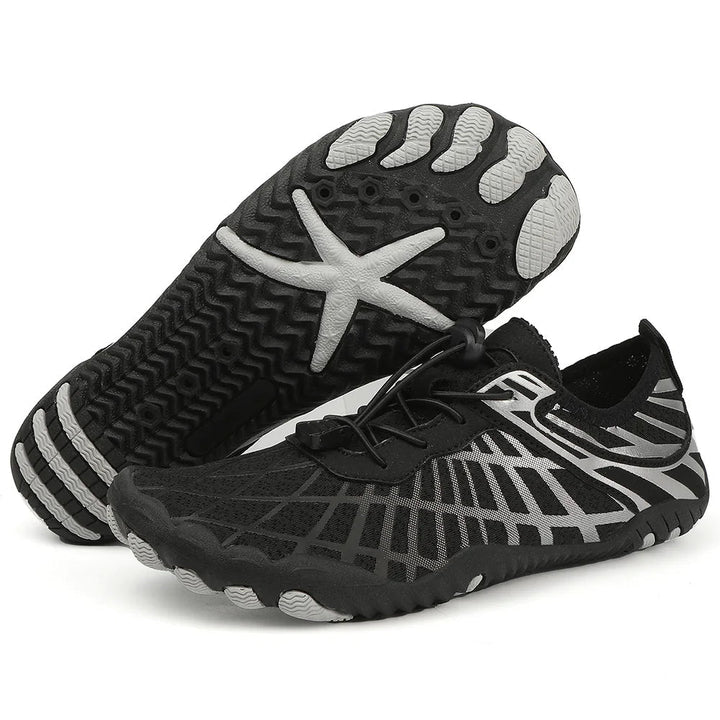 Unisex anti-slip water shoes, quick-dry mesh for beach & watersports.