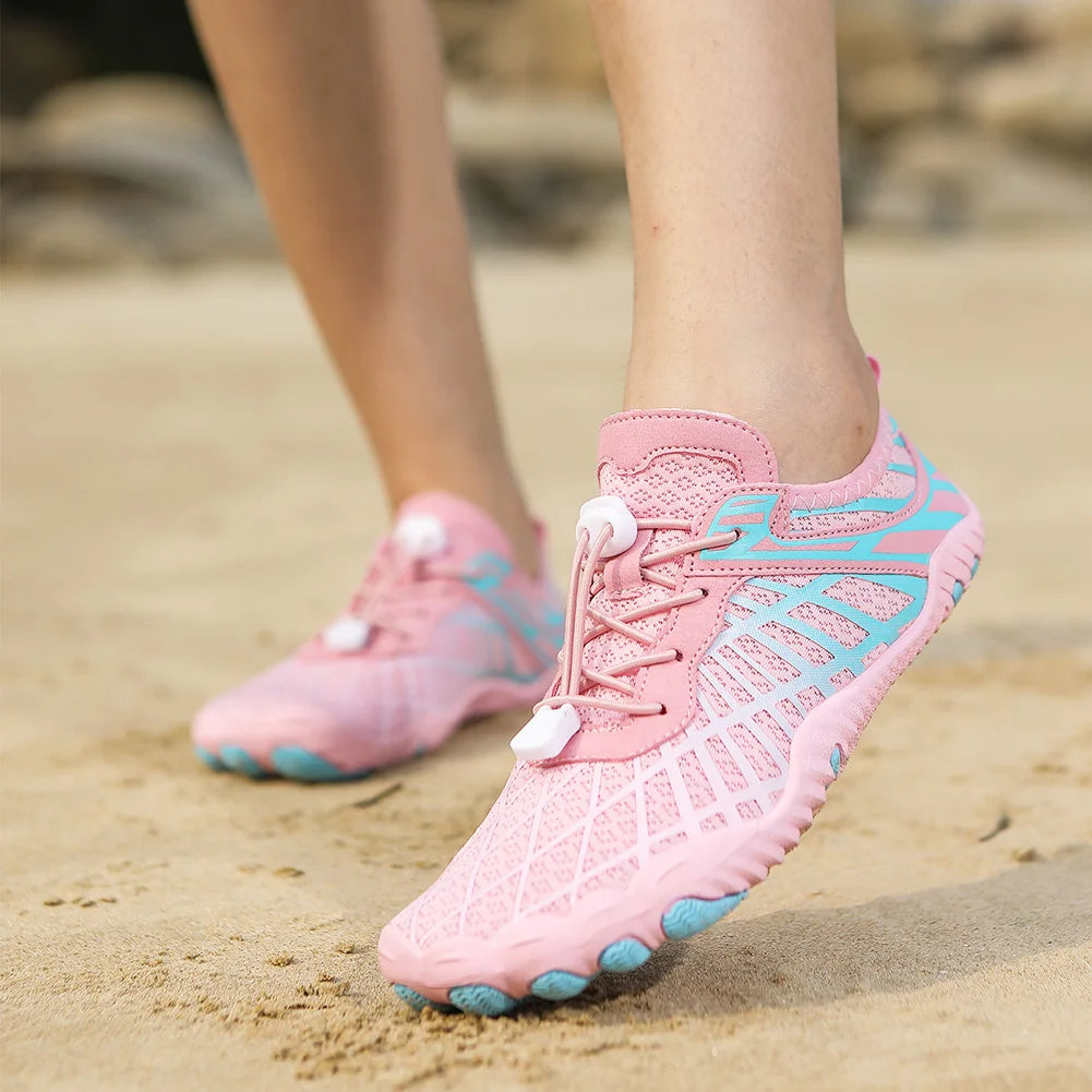 Black unisex anti-slip water shoes, essential for swimming, beach, and watersports.