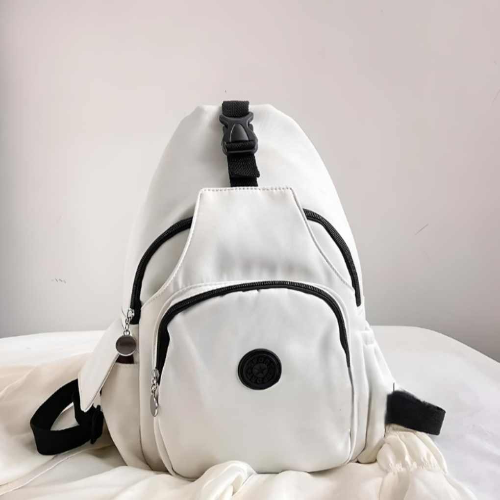 Unisex anti-theft crossbody bag made from black oxford fabric, a secure and stylish travel sling.