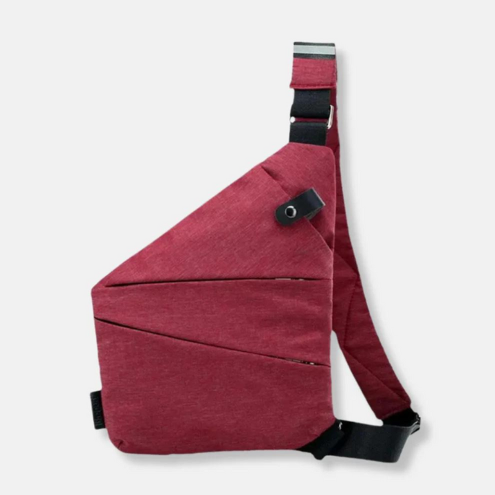 Detail shot of the lightweight anti-theft crossbody bag's secure zipper and durable fabric.