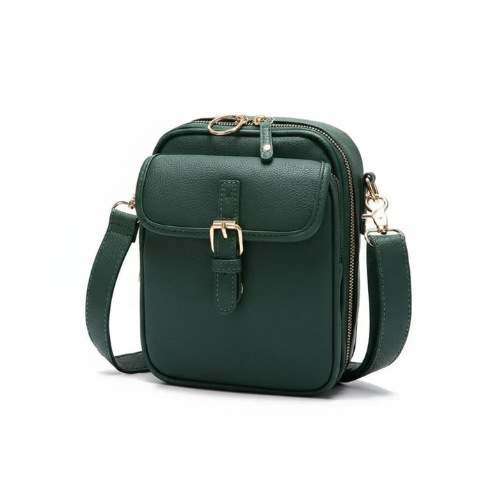 Secure Unisex Travel Crossbody Bag with anti-theft features. Available in black, brown, green, and red.
